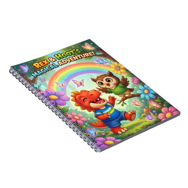 Magical adventure whimsical rainbow kids spiral notebook (Right Side)