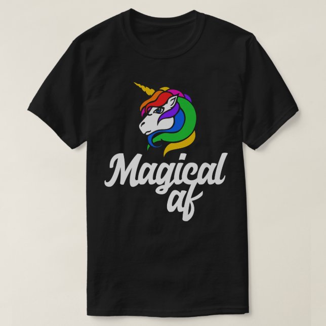 Magical AF  Magic unicorn retro rainbow tee s  (Design Front)