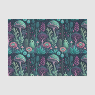 Magical Alien Mushroom Neon Forest Sci-Fi Pattern Tissue Paper