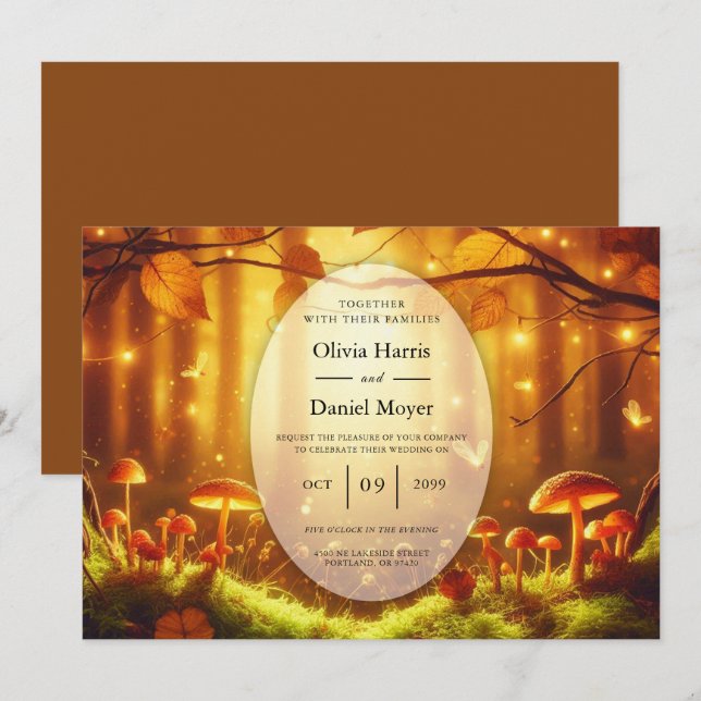 Magical Amber Forest Fairytale Wedding Invitation (Front/Back)