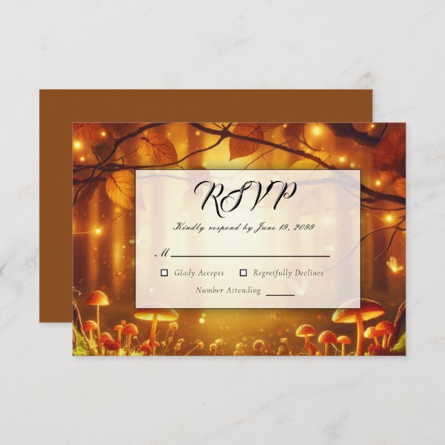 Magical Amber Forest Fairytale Wedding RSVP Card (Front/Back)
