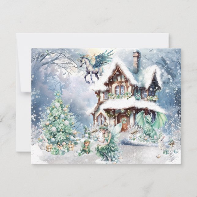 Magical and Whimsical Christmas Fairy Holiday Card (Front)