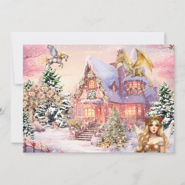 Magical and Whimsical Christmas Fairy Holiday Card (Front)