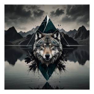 Magical and wild wolf poster