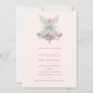 Magical Angel Fairy Pastel Colors Birthday Invitation