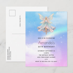 Magical Angel Fairy Pastel Colors Birthday Invitation Postcard