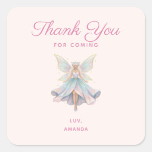 Magical Angel Fairy Pastel Colors Party Thank You Square Sticker
