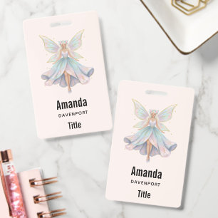 Magical Angel Fairy Pastel Colours Business Badge