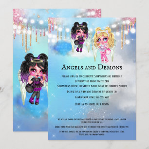 Magical angels demons mythical theme party invitation