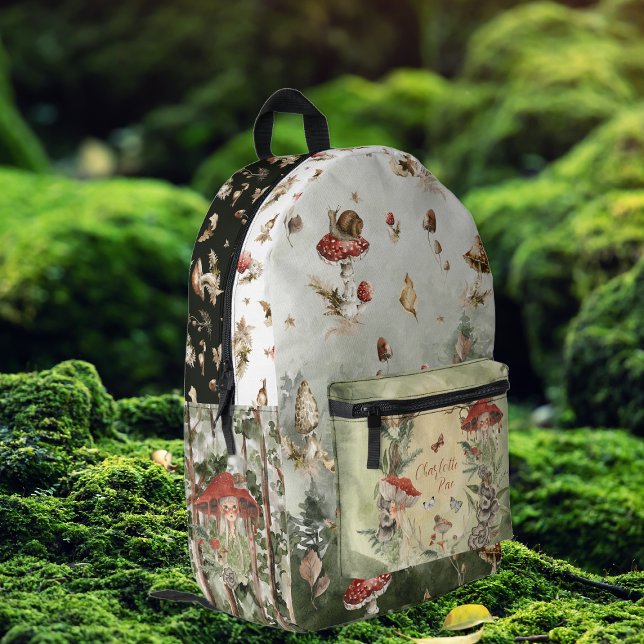 Magical Autumn Forest Fairy | Monogram Printed Backpack (Creator Uploaded)