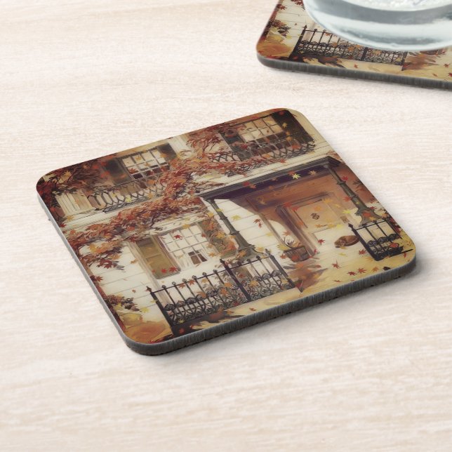 Magical Autumn House Beverage Coaster (Left Side)