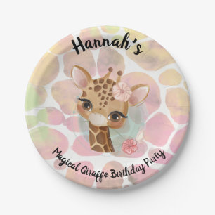 Magical baby giraffe paper plate