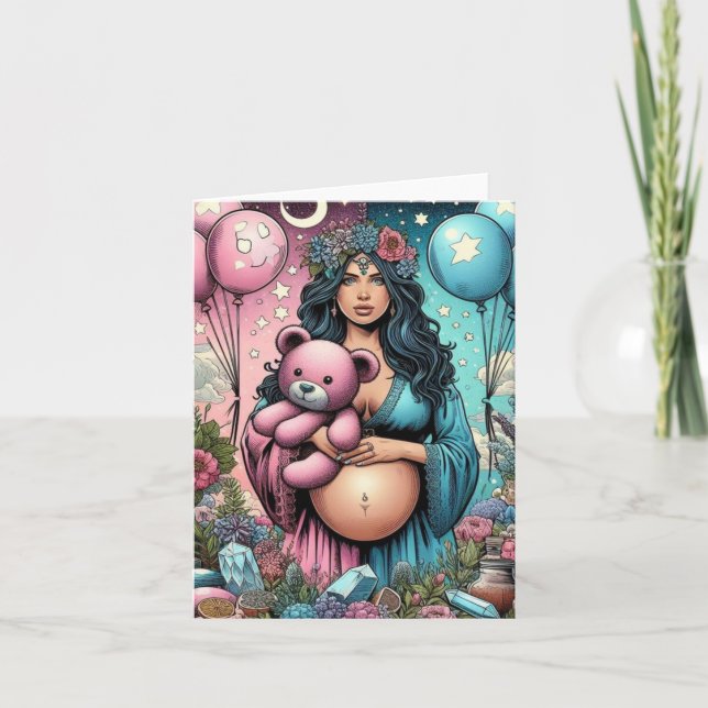 Magical Baby Shower | Gender Reveal Note Card (Front)
