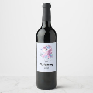 Magical Baby Unicorn in Watercolor Wine Making Label