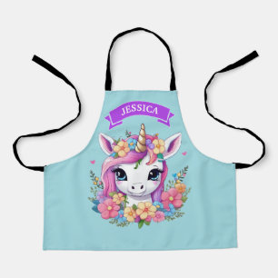 Magical Baby Unicorn with Flowers Apron