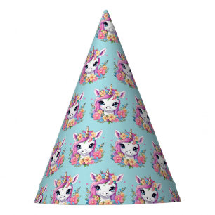 Magical Baby Unicorn with Flowers Party Hat