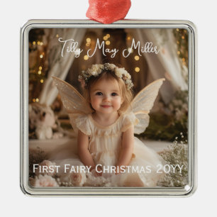 Magical Baby's First Fairy Christmas Photo Gift Metal Ornament
