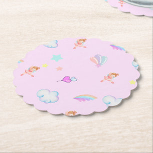 Magical Ballet rainbow gradient birthday party kid Paper Coaster