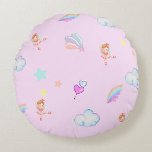 Magical Ballet rainbow gradient birthday party kid Round Pillow