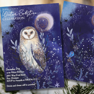 Magical Barn Owl Winter Solstice Celebration  Invitation