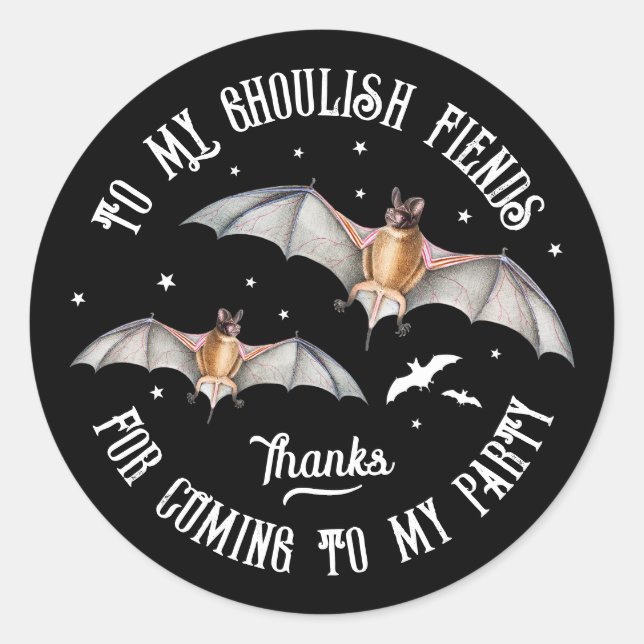 Magical Bats Gothic Halloween Party Classic Round Sticker (Front)