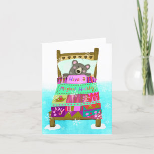 Magical Bear in Bed BLANK Greeting Card