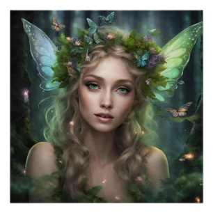 Magical Beautiful Nature Forest Fairy  Poster