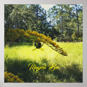 Magical Bee, Bee Poster, Bee and Flowers Poster, Poster