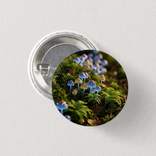 Magical Bioluminescent Fungi - Deep Forest 1 Inch Round Button