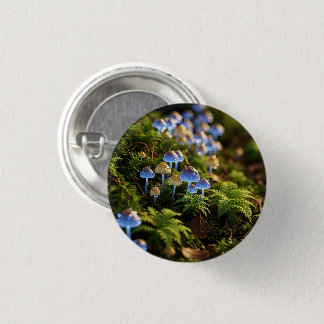Magical Bioluminescent Fungi - Deep Forest 1 Inch Round Button