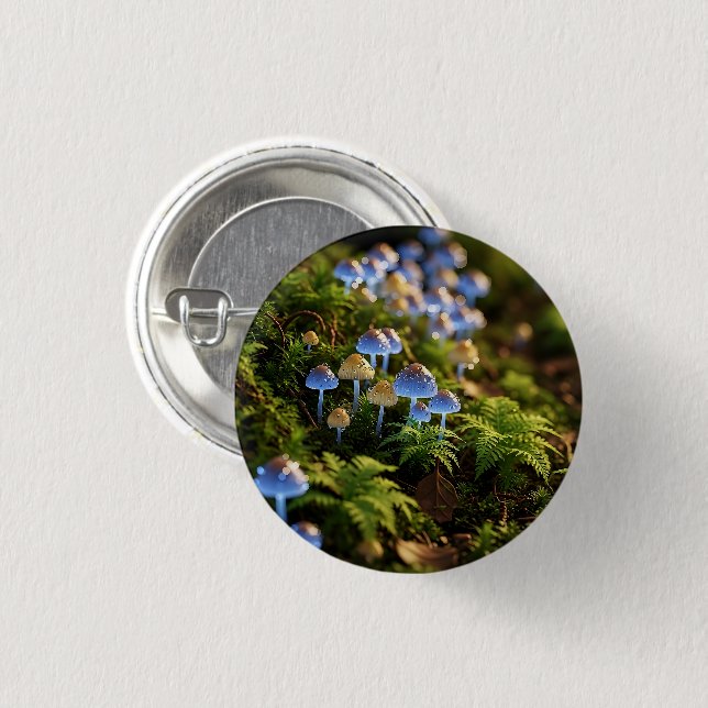 Magical Bioluminescent Fungi - Deep Forest 1 Inch Round Button (Front & Back)