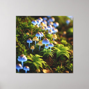 Magical Bioluminescent Fungi - Deep Forest Canvas Print
