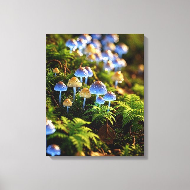 Magical Bioluminescent Fungi - Deep Forest Canvas Print (Front)