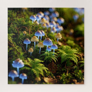 Magical Bioluminescent Fungi - Deep Forest Jigsaw Puzzle