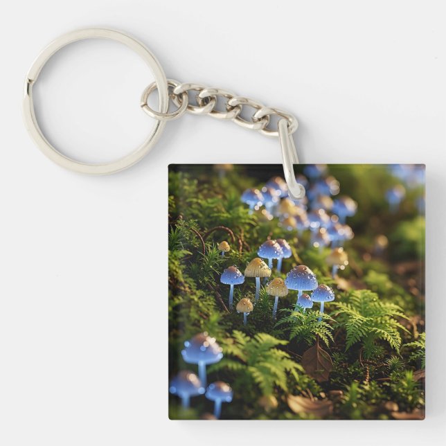 Magical Bioluminescent Fungi - Deep Forest Keychain (Front)