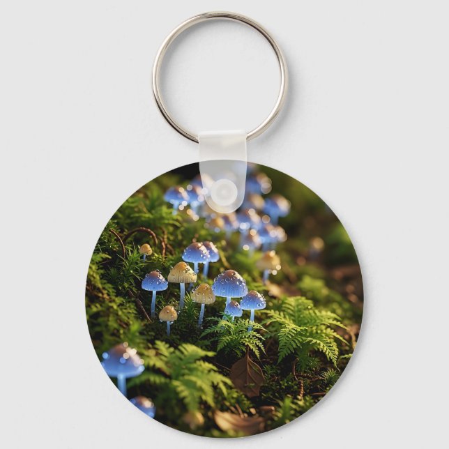 Magical Bioluminescent Fungi - Deep Forest Keychain (Front)