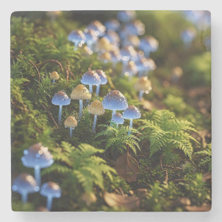 Magical Bioluminescent Fungi - Deep Forest Stone Coaster