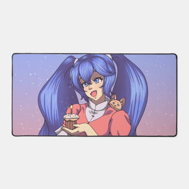 Magical Birthday Anime Girl Desk Mat (Front)