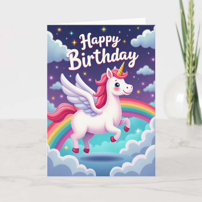 Magical Birthday Winged Horse Card (Front)