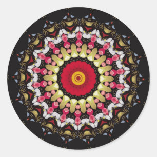Magical Black and Red Mandala Classic Round Sticker