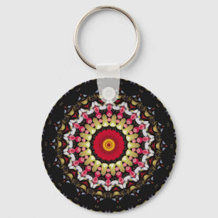 Magical Black and Red Mandala Keychain