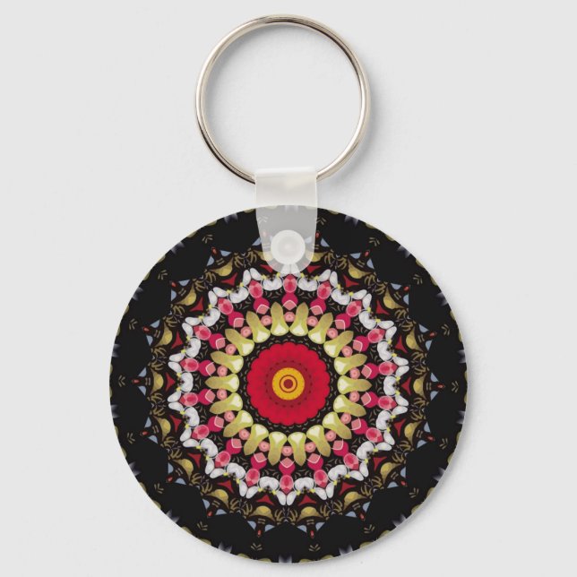Magical Black and Red Mandala Keychain (Front)
