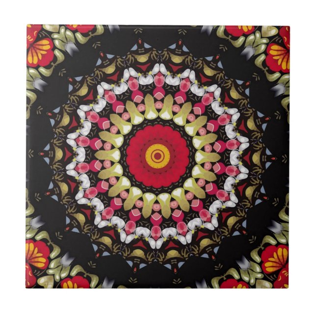Magical Black and Red Mandala Tile (Front)