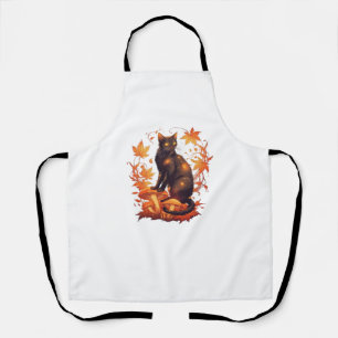 Magical Black Cat in Autumn Forest – Celestial Fal Apron