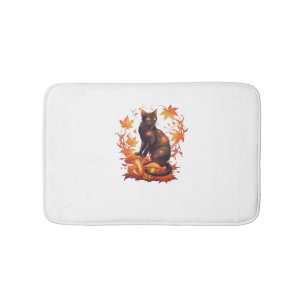 Magical Black Cat in Autumn Forest – Celestial Fal Bath Mat