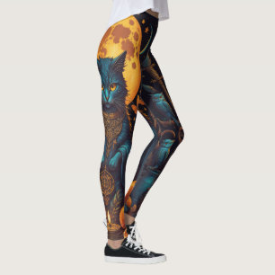 Magical Black Cat Witch Halloween Leggings