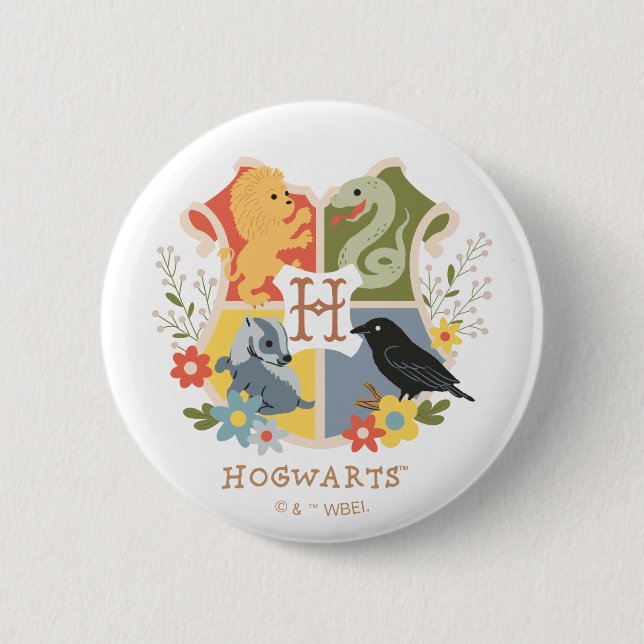 Magical Blooms HOGWARTS™ Crest 2 Inch Round Button (Front)