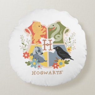Magical Blooms HOGWARTS™ Crest Round Pillow