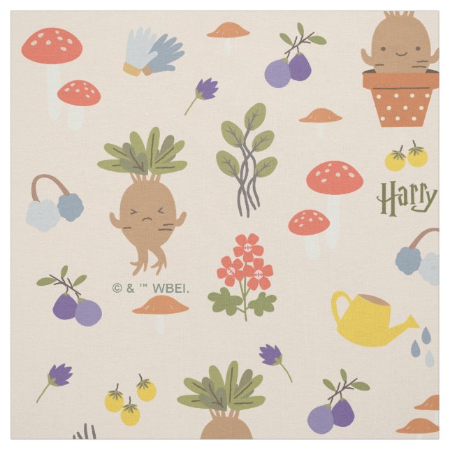 Magical Blooms Mandrake Pattern Fabric (Swatch)