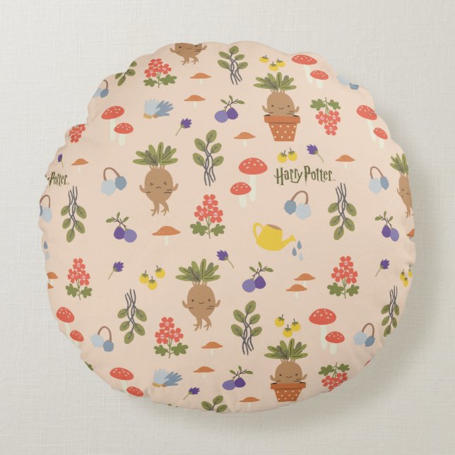 Magical Blooms Mandrake Pattern Round Pillow (Front)